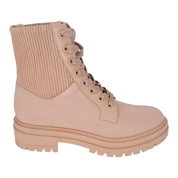 Gianvito Rossi Pink Canvas Lace Up Combat Boots - Picture 1 of 8